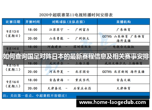 如何查询国足对阵日本的最新赛程信息及相关赛事安排 如何查询国足对阵日本的最新赛程信息及相关赛事安排