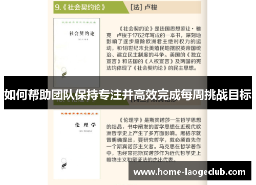 如何帮助团队保持专注并高效完成每周挑战目标 如何帮助团队保持专注并高效完成每周挑战目标