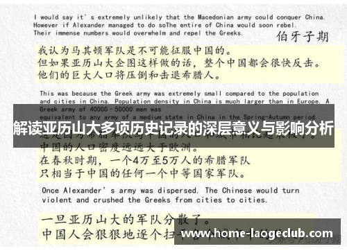 解读亚历山大多项历史记录的深层意义与影响分析